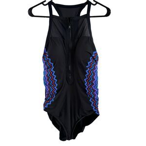 Miraclesuit High Neck One Piece Slimming Swimsuit Women's Shelf Bra Sz 14